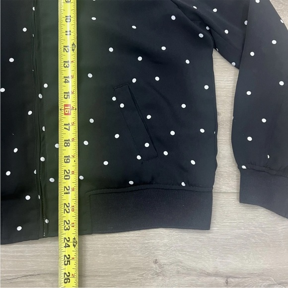 Who What Wear Bomber Jacket Black & White Polka Dot Full-Zip Pockets Size Large - Picture 6 of 8